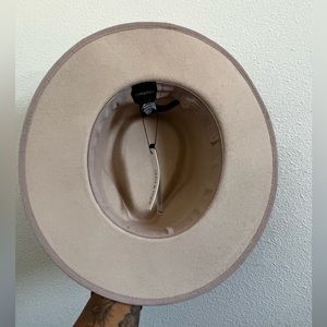 Pink Fedora style hat with ribbon trim